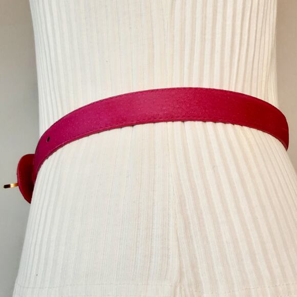Strawbridge Clothier Fuchsia Pig Suede Belt Small Waist PVC Backing - Picture 2 of 11
